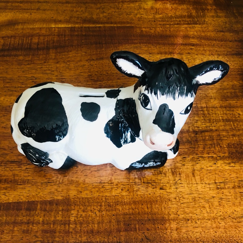 Cow Bank Black And White Ceramic Wisconsin By Nancy